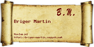 Briger Martin névjegykártya